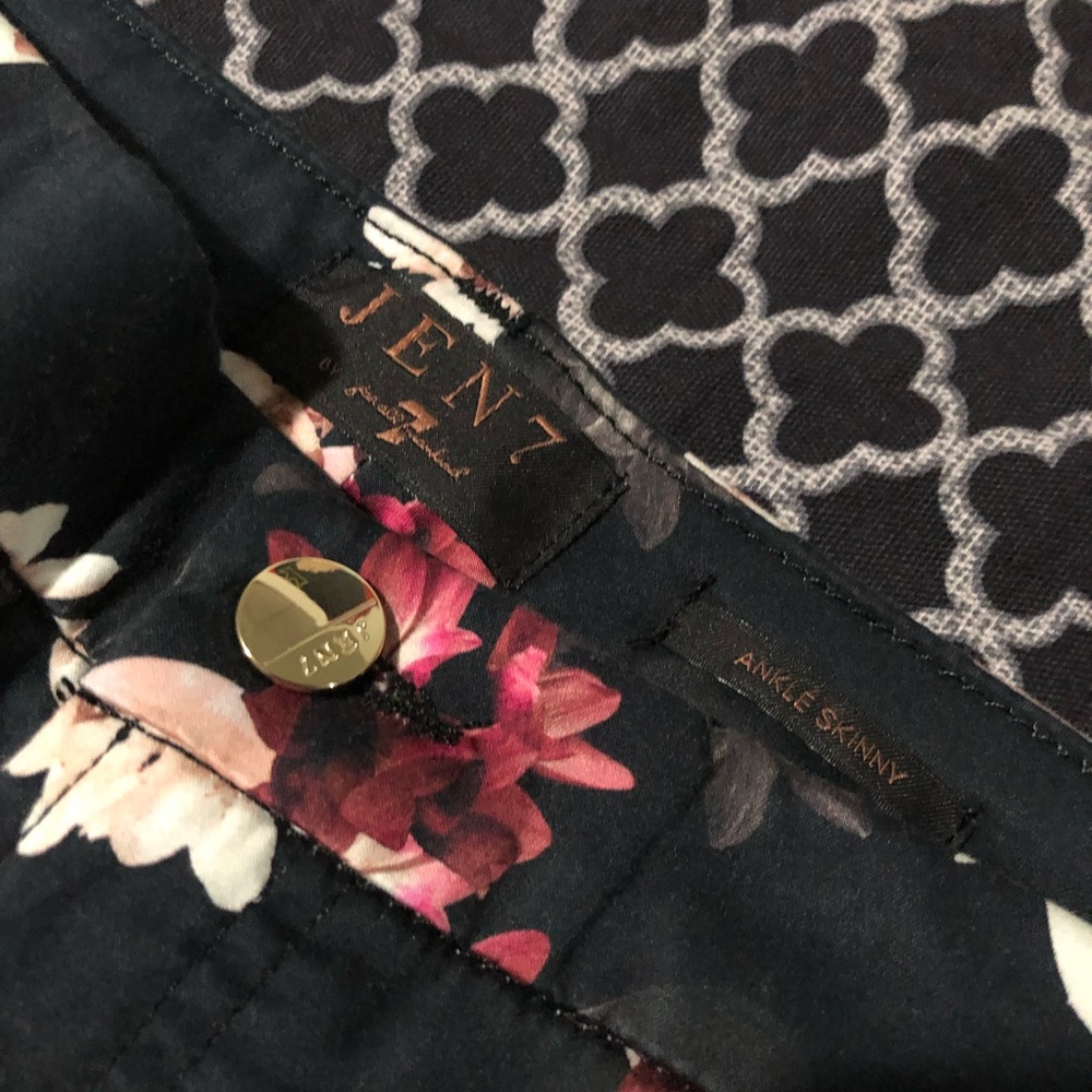 Jen7 Womens 7 All Mankind Printed Ankle Skinny Jeans Floral Black Pink Sz 20. - Picture 4 of 7